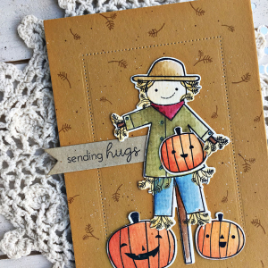 Sending Hugs Scarecrow card - detail