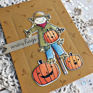 Sending Hugs Scarecrow card - detail