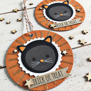 Trick or Treat Black Cat tags - detail