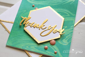 thank you embossed resist marbling