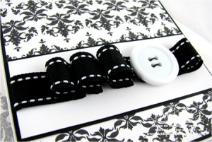 Damask Designs and Pleated Ribbon Card detail