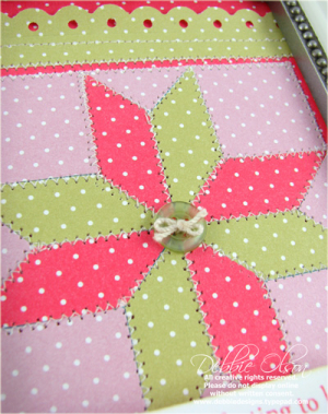 Close-up of paper-pieced quilt