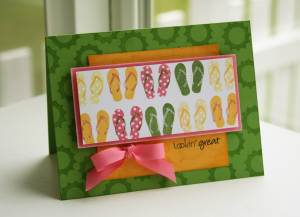 day at the beach flip flops card