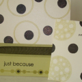 Sent this as a RAK to someone. Included in the small matching envelope are some "dew drops" or "baubbles" of different colors that were sent along with the card.