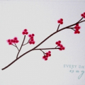 Stamps: Out on a Limb
Paper: Blue Metallic paper (Marcella by K from Target), PTI White
Ink: SU! Purely Pomegranate, SU! Sky Blue, SU! Choc Chip
Acess: Wide Pomegranate Satin Ribbon, aqua...