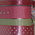 Heart Tin:  Would have been a good Blog Hop project; ribbon adorns the heart tin; the top is in the patterned paper with cut out flowers and pearls.  Fun for small gift or candies