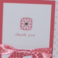 A simple but elegant Thank You card.  I thought the sparkle in the middle was a nice touch.  I love the Berry Sorbet paper, ribbon and ink.  It is such a striking color.