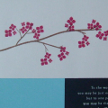 Mother's Day Out on a Limb...Cardstock: Navy confetti and other Blue; Ink: Purely Pomegranate, Basic Brown, Sakura Stardust Pen; Tools: corner rounder punch with 1/16" hole punch
