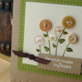 Button Flowers - I made this card in anticipation of receiving the Button Bits stamp set released in July.  Stamps from Green Thumb and buttons from my grandmother's button box.