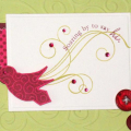 Supplies (all Papertrey Ink, unless indicated otherwise)
Cardstock: Spring Moss, Scarlet Jewel, Raspberry Fizz, Cream
Stamps: Bird Watching Additions, Fancy Flourishes, Polka Dot Basics II,...