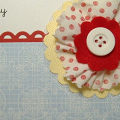 Stamps:  Polka Dot Basics I; Guidelines II; Mego Mixed Messages
Ink:  Pure Poppy; True Black; Fresh Snow
Paper:  Stampers Select White; Pure Poppy; Bitty Box Basics' Lemon Tart
Other:  Fiskars...