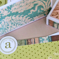 I used Polka Dot Basics and Recipe Box on Ripe Avocodo and Ocean Tides (not seen) cardstock along with K & Company designer paper to decorate the dividers for the Recipe Box.