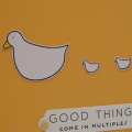 This is a plain & simple but effective card for twins~ it's so sweet! I colored the duck bills in SU's Summer Sun marker, and it looks like a perfect match to the PI Summer Sunrise cs. The brads...
