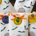 Using Nicole's idea, I made these treat bags to hand out this Halloween.