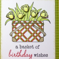 Vintage Picnic, colored with Prisma markers.  Bitty Box and Kraft paper.  Tulips are cut and layered, of course.