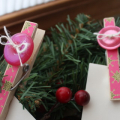 Decorated Clothespins for Hanging Envelopes on Tree