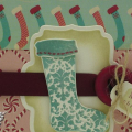 This card is based on CPS sketch 137 and uses PTI Stocking Prints and Tree Trimming Trio (inside sentiment) stamp sets and Cosmo Cricket's Jolly by Golly patterned paper.