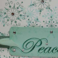 Peace card
Ocean tide used as card base
Sentiment stamped on aqua mist with ocean tide and versamark then heat embossed with clear embossing powder; Snowflakes from Snowfall added around...