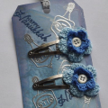 Hanukkah tag with crochet flower clips
