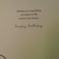 Inside of Birthday card