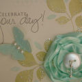 All items are PTI except where noted:

Cardstock:  Vintage Cream, Aqua Mist & Spring Moss
Stamps:  Turning a New Leaf, Signature Greetings & Background Basics Diamonds
Ink:  Aqua Mist, Spring...