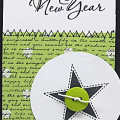 papers:  lime green polka dot scrap, black, stampers select white-pti

inks:  black-pti

stamps:  communique curves,background basics-text, star prints,-pti

others:  scallop punch, button,...