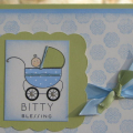 Stamps: Bitty Baby, Background Basics: Stars
Paper: Vintage Cream, spring moss, spring rain, bitty dot-PTI
Ink: Basic black, spring rain
ribbon: srping moss and sprin rain satin
perfect pearls