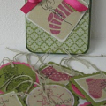 Christmas tags/tin