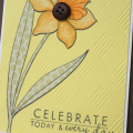 Stamps:  Year of Flowers: Daffodils
Paper:  Dark Chocolate, Lemon Tart, White, Pretty Pastels DP 
Ink:  Memento Tuxedo Black, Copic Markers
Accessories & Tools:  Medium Scallop Die, Vintage...