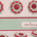 Aqua Mist card & bitty dot papers; Raspberry Fizz card; felt flowers (Cuttlebug flower dies)