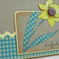 Stamps:  YOF: Daffodils
Paper:  Kraft, Lemon Tart, Cosmo Cricket DeLovely DP
Ink:  Memento Tuxedo Black
Accessories & Tools:  Ric Rac Die, Corner Chomper, Scor-Pal, Dark Chocolate Button,...