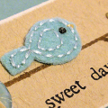 Sweet Stitched Little Bird Card - detail
