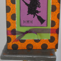 I totally cased this background design from someone else (sorry I can't remember who) Stamps used include: Text Style, Polka Dot Basics & Spooky Sweets II.