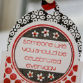 Black Flower & Red Birthday tag detail