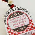 Black Flower & Red Birthday tag