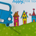 I created this card for the Big Challenge.  We are supposed to make a card with an unexpectedly LARGE item in it.  I decided to place the car from Enjoy The Ride next to the little houses from...