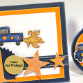 Flaming Truck Birthday Card & Tag
