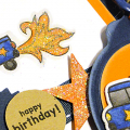 Flaming Truck Birthday Card & Tag - detail