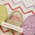 Supplies

Stamps: Scrambled Eggs + Background Basics: Chevron + Polka Dot Basics I
Ink: Classic Kraft + Fine Linen + Spring Moss + Plum Pudding + Berry Sorbet 
Cardstock: Rustic White + Spring...