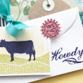 Supplies

Stamps: On the Farm
Ink: True Black, Simply Chartreuse, Harvest Gold
Cardstock: White, Kraft, Harvest Gold, Berry Sorbet
Patterned Paper: Crate Paper
Ribbon: Hawaiian Shores Twill...