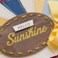 Supplies

Stamps: Hello Sunshine
Ink: Dark Chocolate, Summer Sunrise
Cardstock: Rustic White, Pure Poppy, Enchanted Evening, Spring Rain, versmark
Patterned Paper: Summer Sunrise, Enchanted...