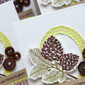 Supplies

Cardstock: White, Kraft
Patterned Paper: Limeade Ice Stripe
Stamps: Peaceful Pinecones
Ink: Autumn Rose, Dark Chocolate, Simply Chartreuse
Dies: Peaceful Pinecones, Happy Hydrangea...