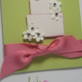 cased my previous wedding cake card, this time changing the flowers to MM paper flowers with pink rhinestone centers