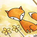 Watercolor Hello Foxy Card - detail