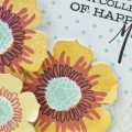 Supplies

Stamps: Happiness In Bloom, Polka Dot Basics, Background Basics: Retro
Ink: Aqua Mist, Soft Stone, Summer Sunrise, Raspberry Fizz, Smokey Shadow, Harvest Gold
Cardstock: Rustic White...