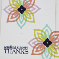 Supplies

Stamps: Round Repeats, Boutique Borders: Thanks
Ink: true black, aqua mist, lavender moon, limeade ice, melon berry
Cardstock: rustic white