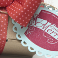 Supplies

Stamps: 2013 Holiday Tags
Ink: Pure Poppy
Cardstock: Aqua Mist
Dies: 2.25" Limitless Layers Oval