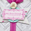 Supplies
Stamps: Boutique Borders: Friend
Ink: Raspberry Fizz
Cardstock: Sweet Blush, Rustic White
Patterned Paper: Crate Paper (Flea Market)
Dies: Mat Stack 2, Ad Sense
Other: Raspberry...