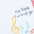 Supplies
Stamps: Life's Music, Words of Comfort
Ink: True Black, Melon Berry, Harvest Gold, Hawaiian Shores, Lavender Moon
Cardstock: White
Patterned Paper: Berry Sorbet stripes