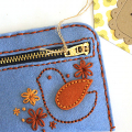 Embroidered Bird Coin Purse & Lucky Day Tag